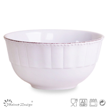 Blanco sólido con el cepillo Rim Ceramic Bowl